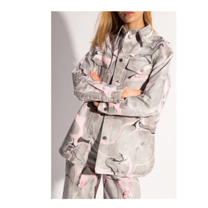 Stella McCartney Denim Jacket Marble Wash Jean Oversized‎ 40/ US 8